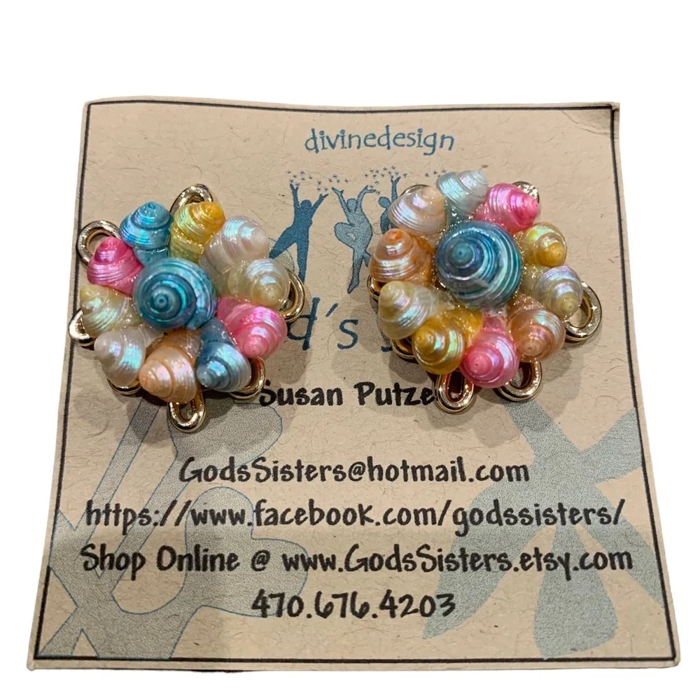 Devine Design Hand Made Shell Ocean Sea Shells Colors Gold - Picture 5 of 12